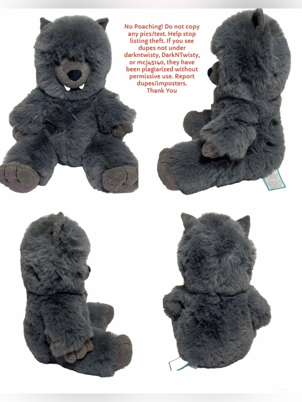 RETIRED RARE BNWT Jellycat Wilf Wolf SEALED IN MFG PLASTIC GR8 GIFT - Picture 10 of 15